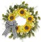 22" Sunflower Spring & Summer Wreath – Welcome Front Door Wreath with Bow for Farmhouse Porch, Wall, Window, Indoor & Outdoor Home Décor